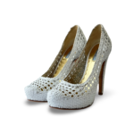 Prada White Woven Leather Madras Platform Pumps