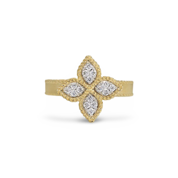 Roberto Coin 18K Princess Flower Yellow Gold Ring with 0.191ct Diamonds - Image 2