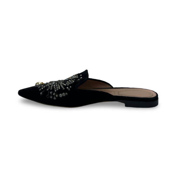 Alberta Ferretti Black Velvet Mule with sequins and beads Size 38 - Image 4