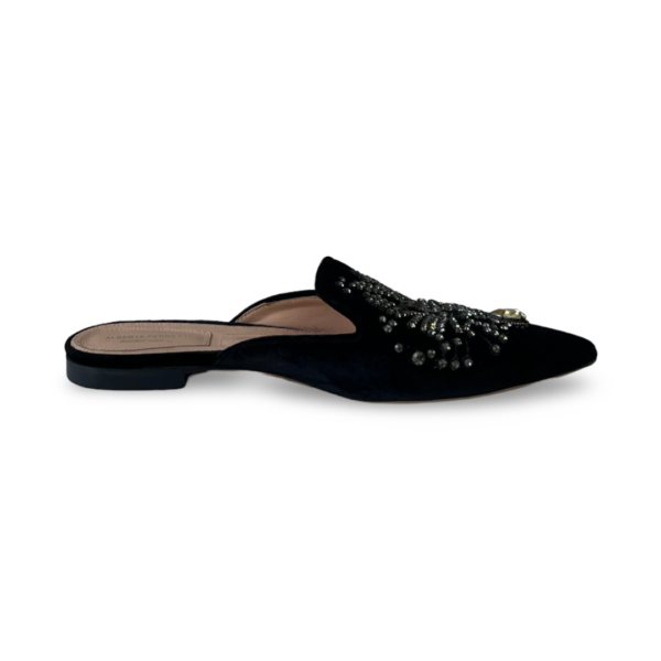 Alberta Ferretti Black Velvet Mule with sequins and beads Size 38 - Image 5