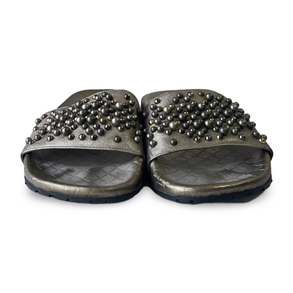 Bottega Veneta Dark-Green Embellished Leather Slides - Image 2