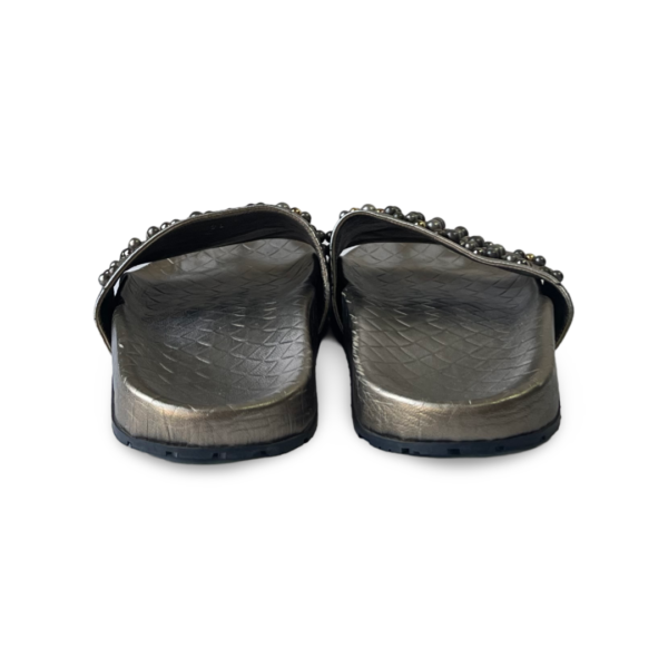 Bottega Veneta Dark-Green Embellished Leather Slides - Image 5