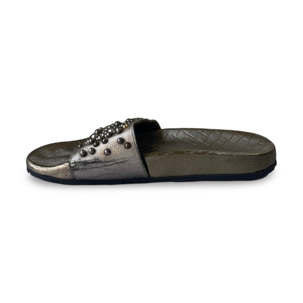 Bottega Veneta Dark-Green Embellished Leather Slides - Image 3