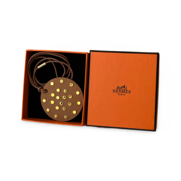 Hermès Gold Leather Stud Necklace