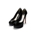 Dior Black Patent Leather Peep Toe Platform Pumps Size 38