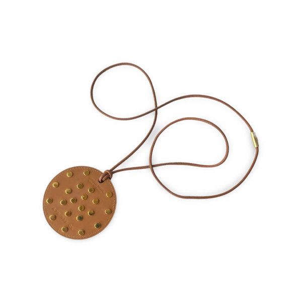 Hermès Gold Leather Stud Necklace - Image 2