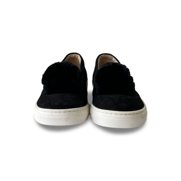 Aquazzura Black Suede Pom-Pom Slip-On Sneakers (Size 29) - Image 2