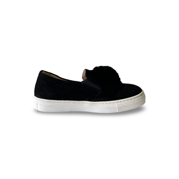 Aquazzura Black Suede Pom-Pom Slip-On Sneakers (Size 29) - Image 4