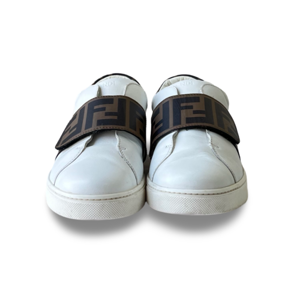 Fendi Kids White Leather FF Trainers Unisex Sneakers Size 35 - Image 2