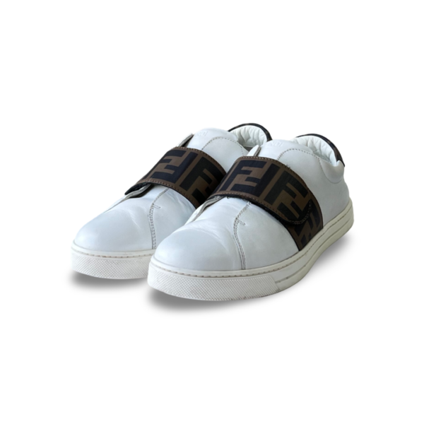 Fendi Kids White Leather FF Trainers Unisex Sneakers Size 35