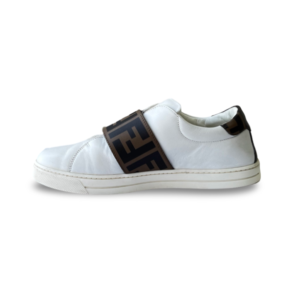 Fendi Kids White Leather FF Trainers Unisex Sneakers Size 35 - Image 3