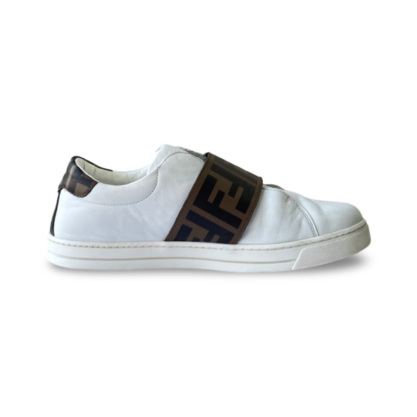 Fendi Kids White Leather FF Trainers Unisex Sneakers Size 35 - Image 4