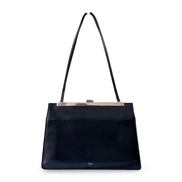 Celine Calfskin Medium Clasp Shoulder Bag - Black