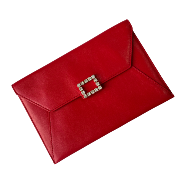 Roger Vivier Strass Leather Envelope Clutch - Red Small