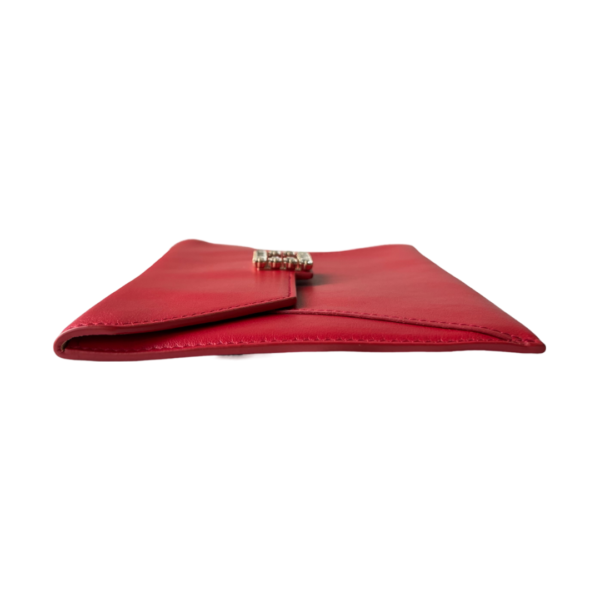 Roger Vivier Strass Leather Envelope Clutch - Red Small - Image 2