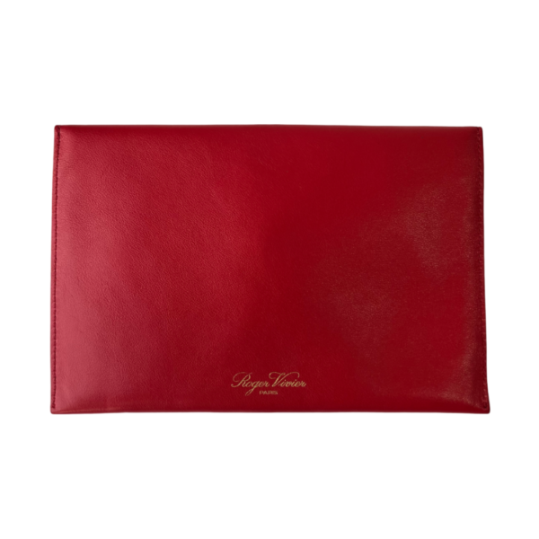 Roger Vivier Strass Leather Envelope Clutch - Red Small - Image 4