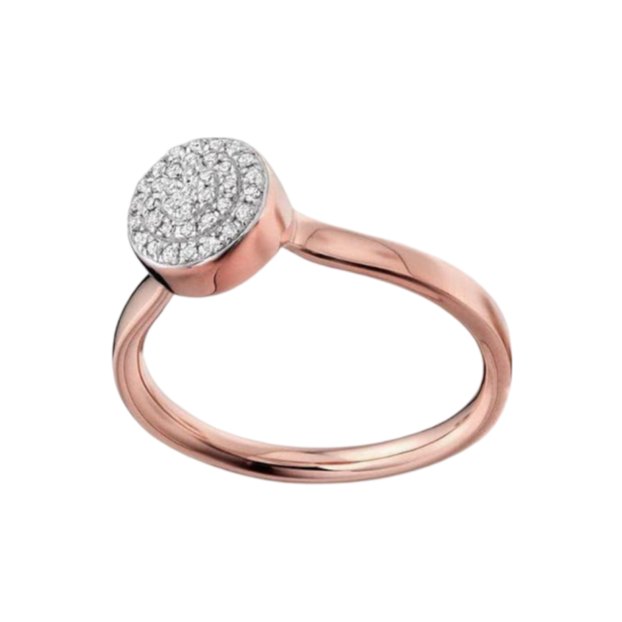 Monica Vinader Nura Mini Pebble Stacking Ring in 18k Rose Gold Vermeil & Diamond - Image 2