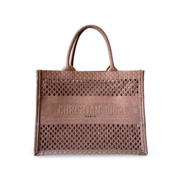 Dior Pink Canvas Medium Mesh Book Tote