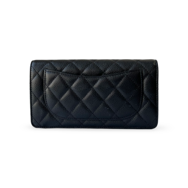 Chanel Black Quilted Caviar Leather L Yen Continental Wallet - Image 2