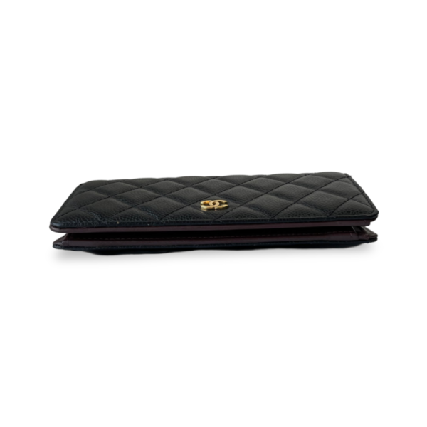 Chanel Black Quilted Caviar Leather L Yen Continental Wallet - Image 5