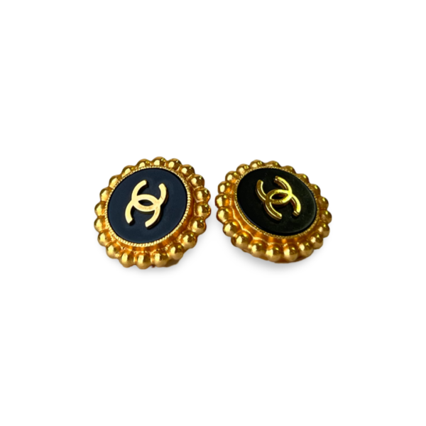 Chanel Black Gold Coco Clip-On Earrings - Image 2