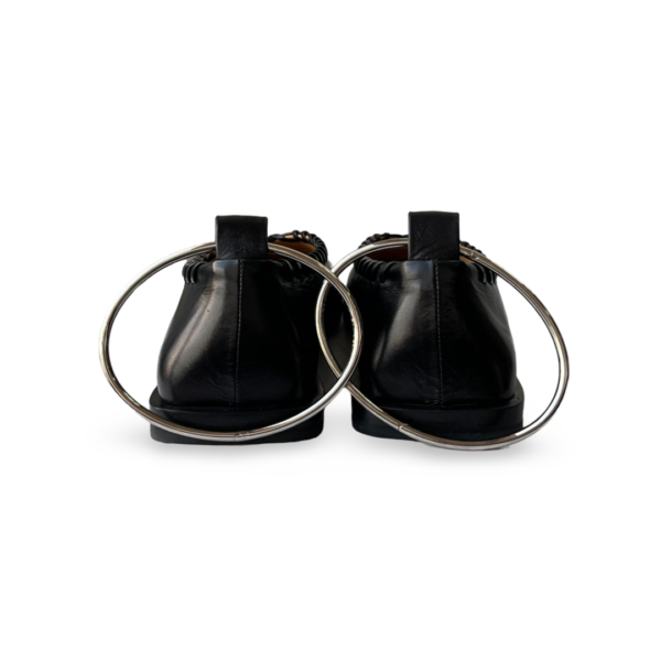 Jil Sander Ballet Shoes - Leather Ballerinas with Stitching Details and a Detachable Metal Ankle Bracelet - Image 7