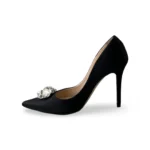 Jimmy Choo Black Satin Crystal Embellished Manda Pumps, Size 38 - Image 6