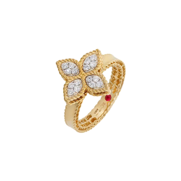 Roberto Coin 18K Princess Flower Yellow Gold Ring with 0.191ct Diamonds