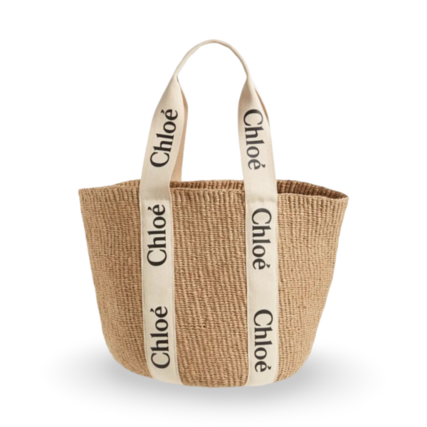 Chloé Woody Large Basket Bag in Beige Raffia