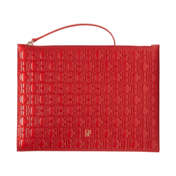 CH Carolina Herrera Red Shopping Continental Pouch