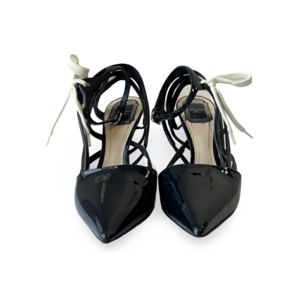 Dior Midnight Blue Patent Leather Pumps with Shoelace Detail - Image 2