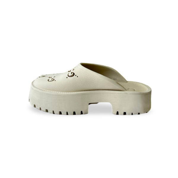 Gucci Elea Platform Perforated GG Mystic White Rubber Sandals - Image 5