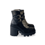 Gucci Buckled Crystal-Embellished Leather Ankle Boots Size 38.5 - Image 4