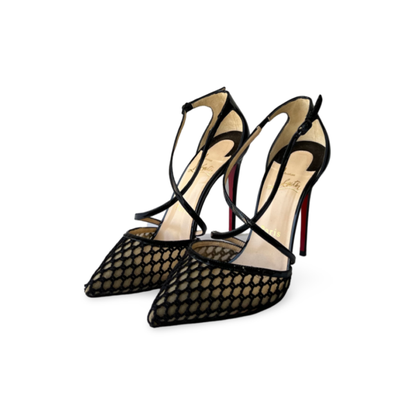 Christian Louboutin Black Mesh and Patent Blake 120 Pumps Size 37