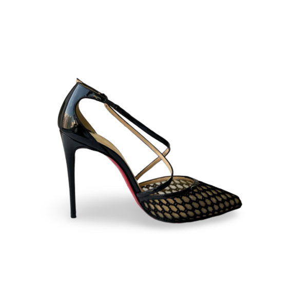 Christian Louboutin Black Mesh and Patent Blake 120 Pumps Size 37 - Image 7