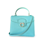 Salvatore Ferragamo Turquoise Leather Kelly Top Handle Bag