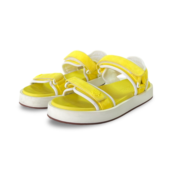 Loro Piana Yellow Leather Waikiki Flat Sandals