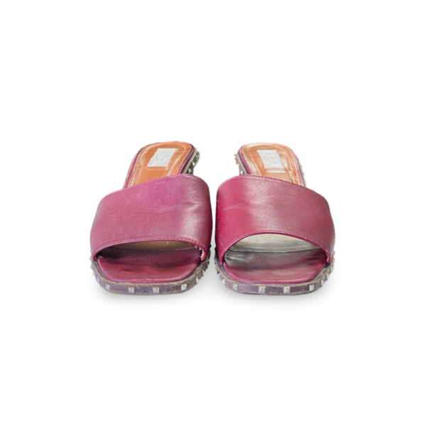 Valentino Rubino/Noce Scuro Leather Soul Rockstud Flat Slides - Image 3