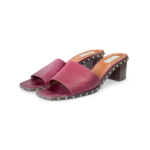 Valentino Rubino/Noce Scuro Leather Soul Rockstud Flat Slides