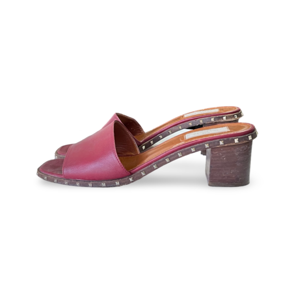 Valentino Rubino/Noce Scuro Leather Soul Rockstud Flat Slides - Image 4