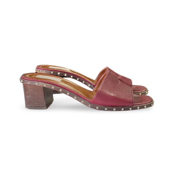 Valentino Rubino/Noce Scuro Leather Soul Rockstud Flat Slides - Image 5