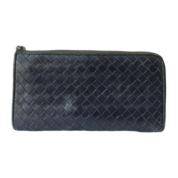 Bottega Veneta Blue Intrecciato Nappa Leather Zip Wallet