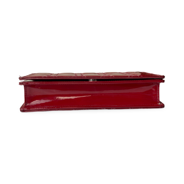 Lady Dior Pouch with Chain – Cherry Red Patent Cannage Calfskin - Image 7