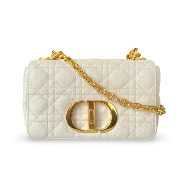 Dior 30 Montaigne Caro Small Flap Bag in Ivory Supple Cannage Calfskin