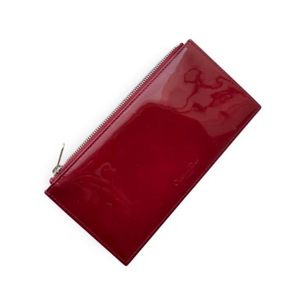 Lady Dior Pouch with Chain – Cherry Red Patent Cannage Calfskin - Image 4