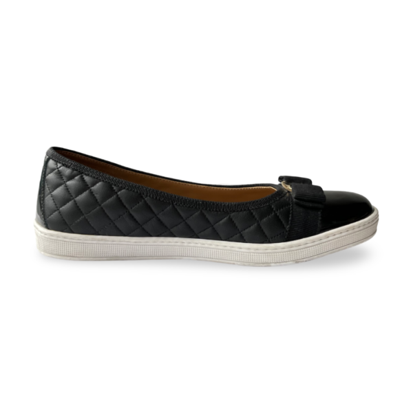 Salvatore Ferragamo Black Quilted Leather Varina Bow Ballet Flats Size 34 - Image 6
