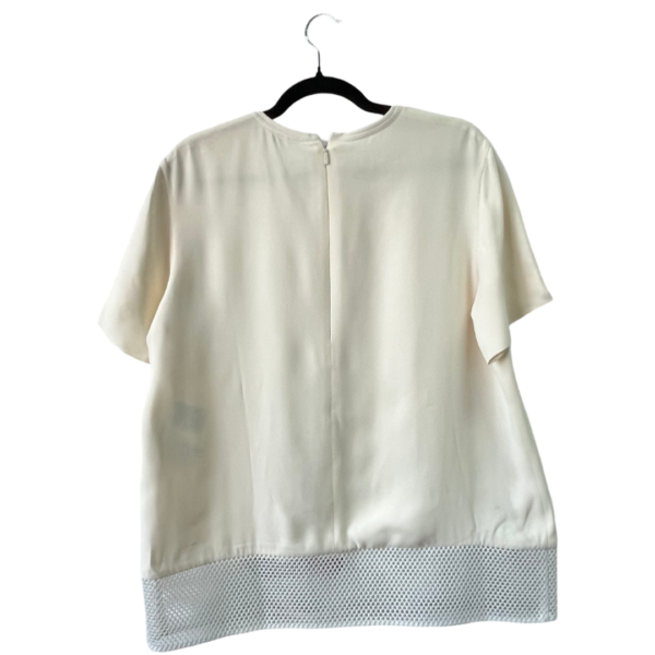 Pre-Loved Fendi White Appliqué Logo Silk Top - Size 48 - Image 4