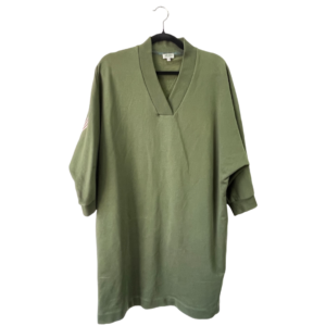 Pre-Loved Kenzo Dark Green Logo Print Cotton V-Neck Sweatshirt - Size M
