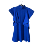 Pre-Loved Gucci Blue 100% Silk Midi Dress with Ruffle Sleeves - Size 48