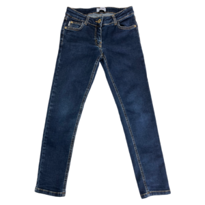 Pre-Loved Moschino Kids Denim Blue Jeans with Double Hearts Motif – Size 8/128